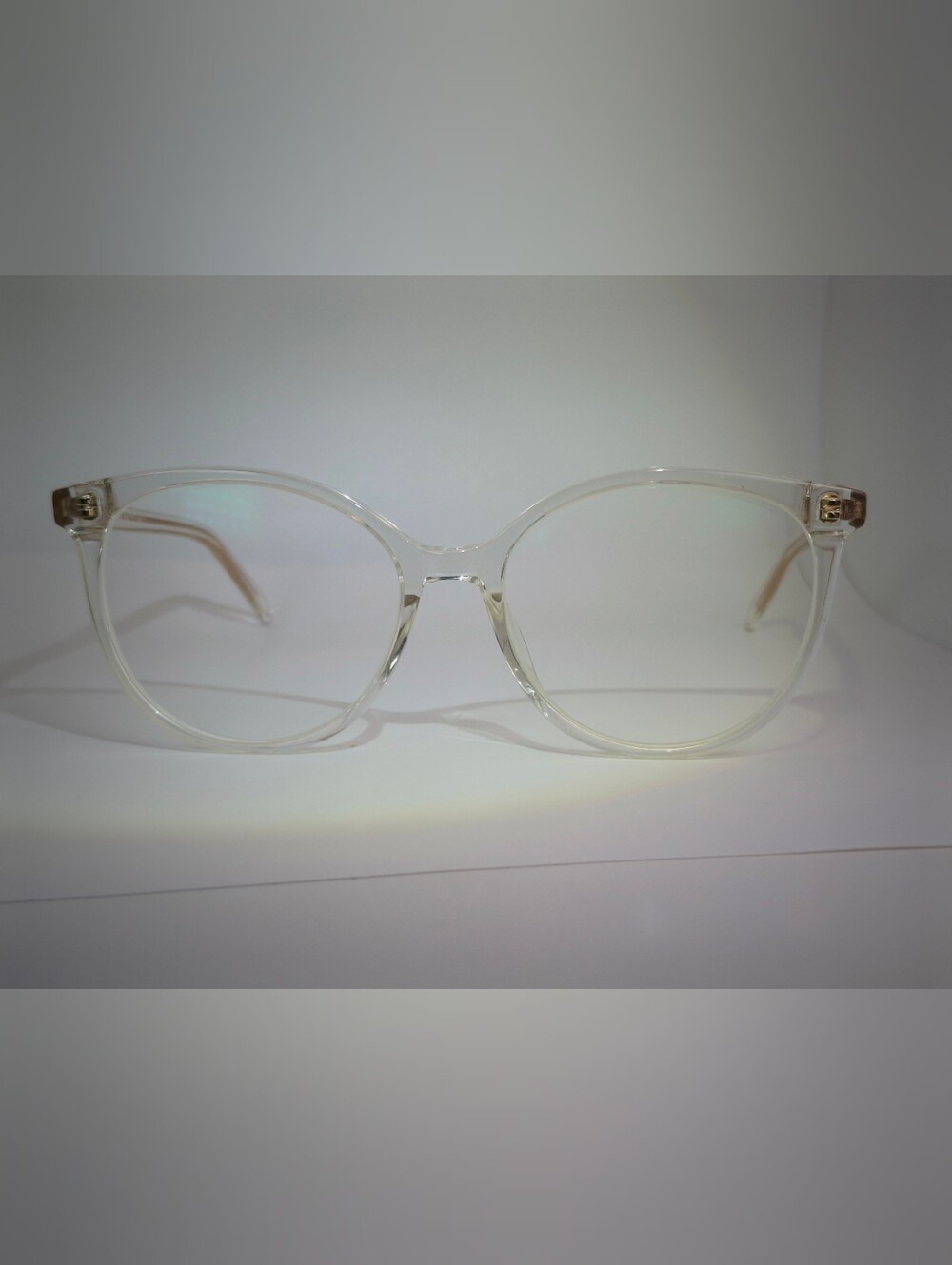Nala. Clear Transparent Women's Round. Internal Rose Gold Metal Interior.